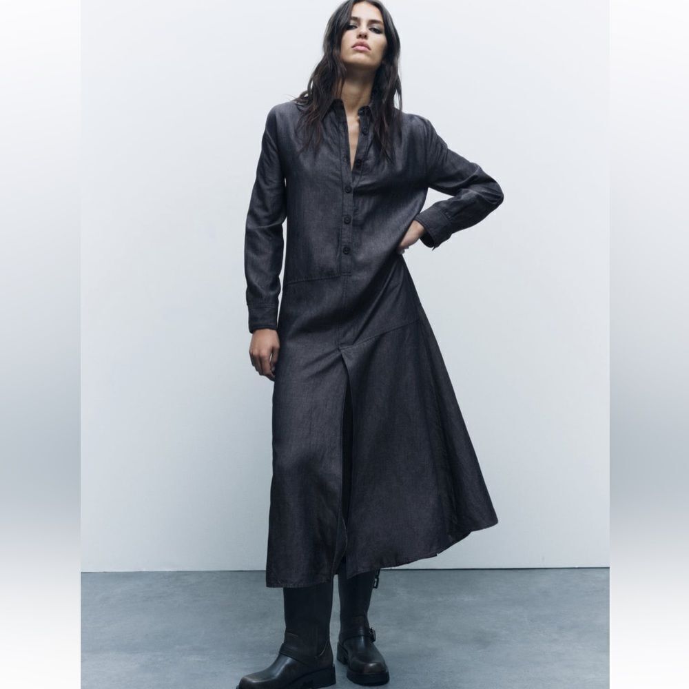 Zara linen blend Shirtdress ZW collection